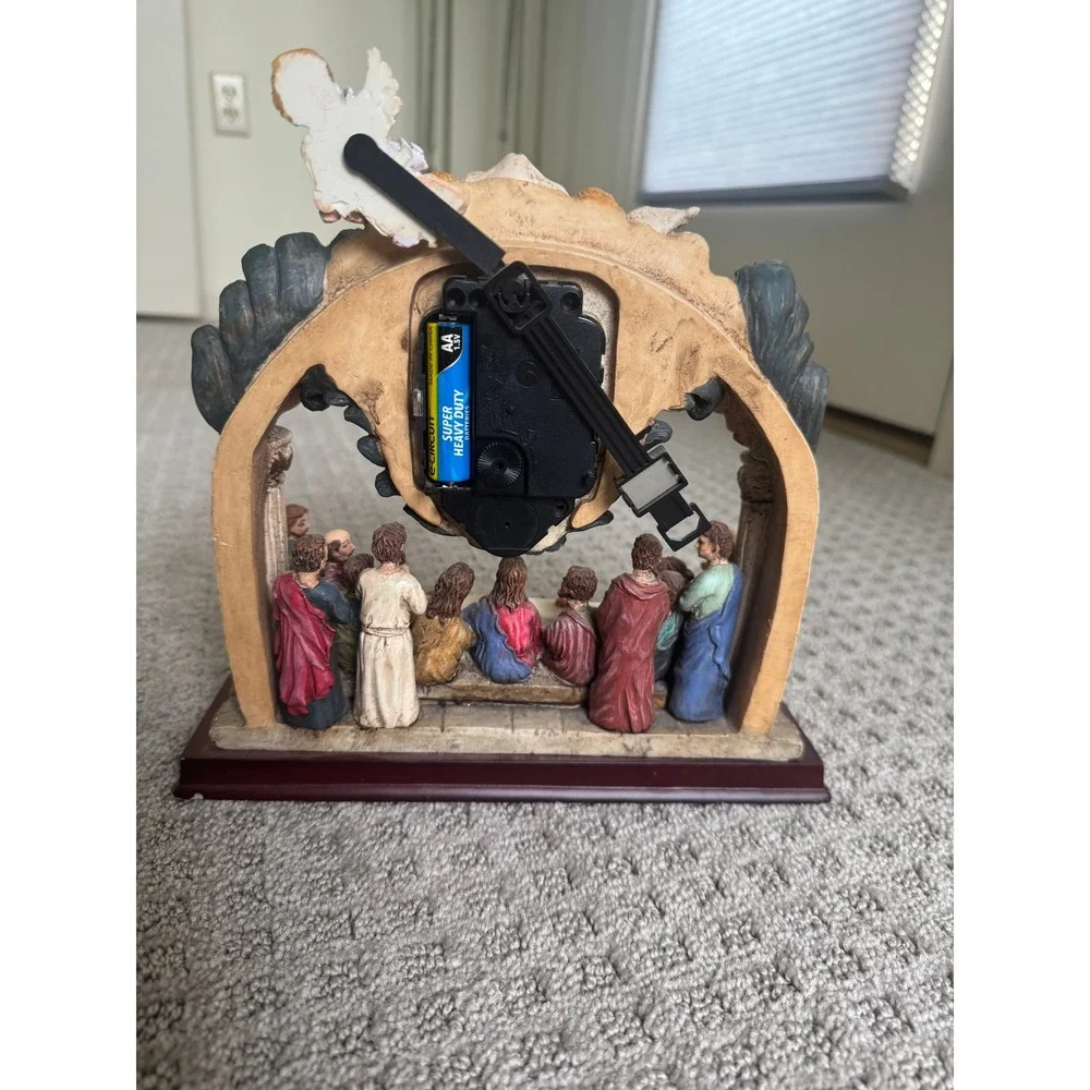 Vintage Last Supper Mantel‎ Clock Religious Tabletop Decor Cherub Angels